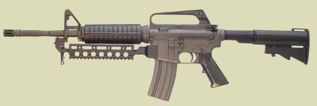 M4 rifle with the Fast Rail accessory mounting rail (Picatinny type rail).